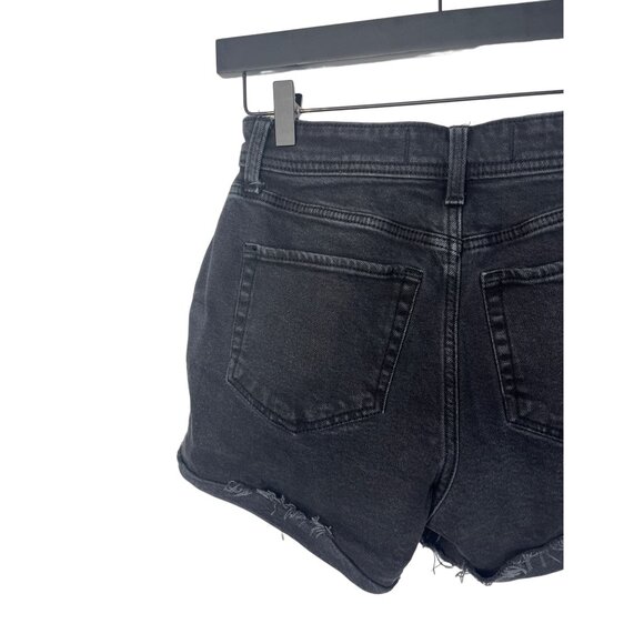 Hollister 26 Black Ripped High Rise Curvy Jean Shorts Raw Hem Distressed - Picture 10 of 14